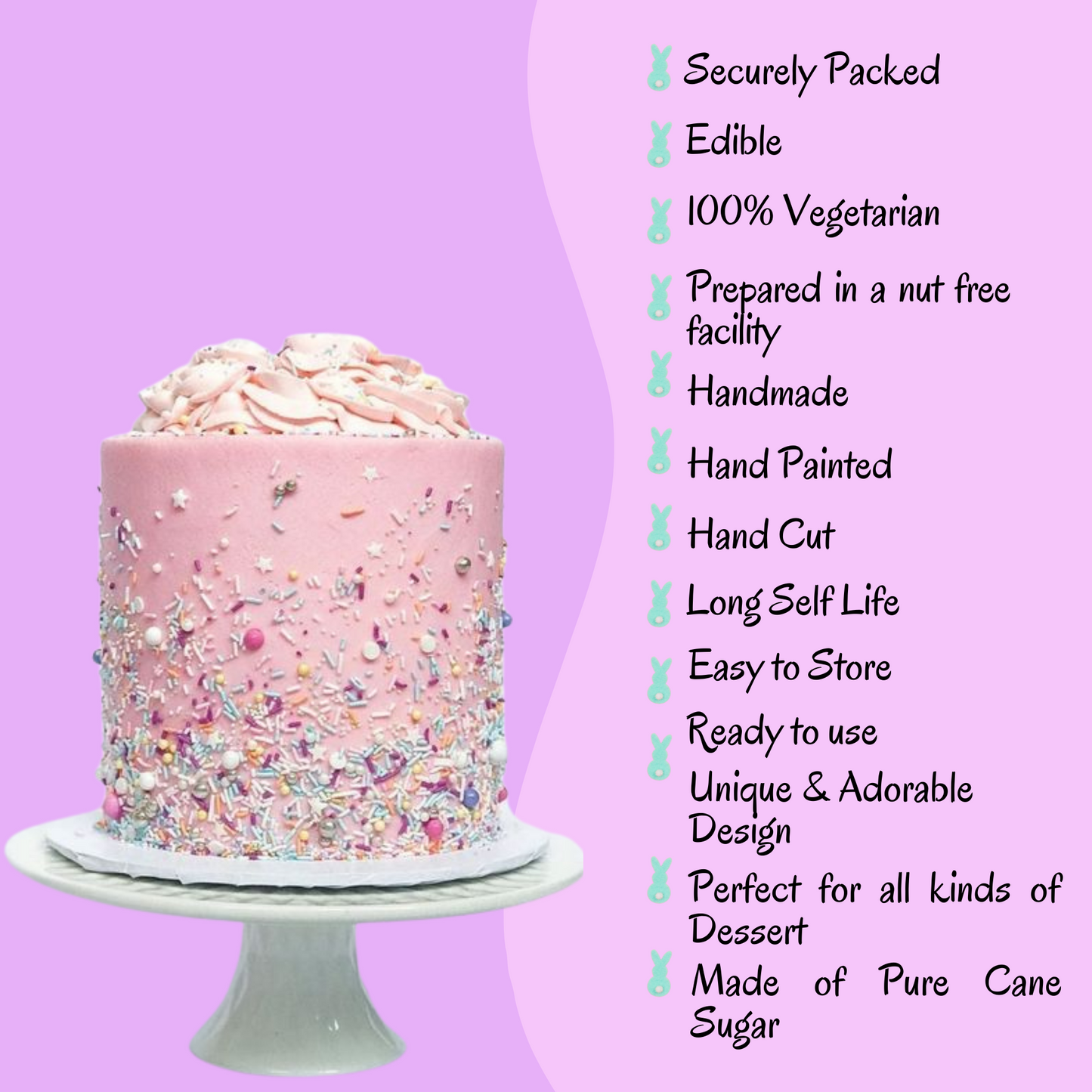 Confect Bunny Sprinkles | Orange, Silver and Sky Blue, Red Sprinkles Pack of 5 (EAST 9) - 100Gms
