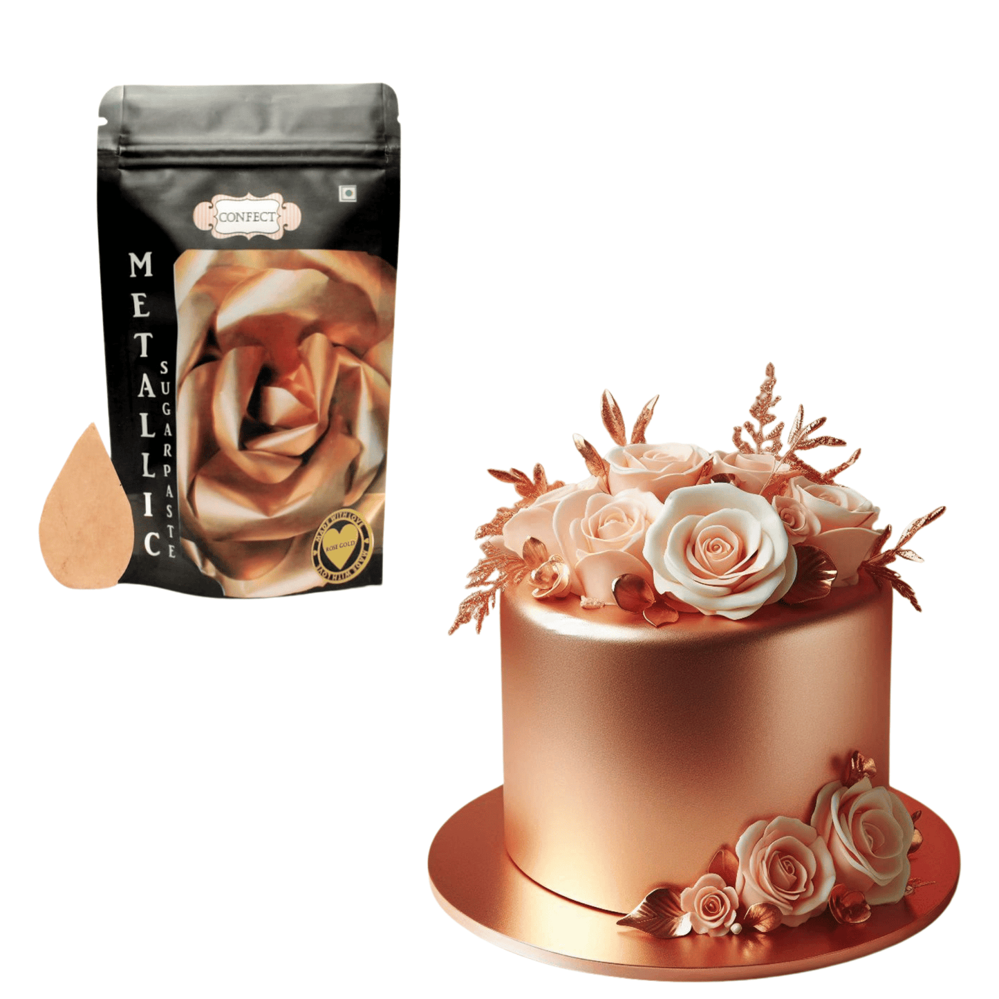 Rose Gold | Edible Metallic Sugar Paste 900 Gm