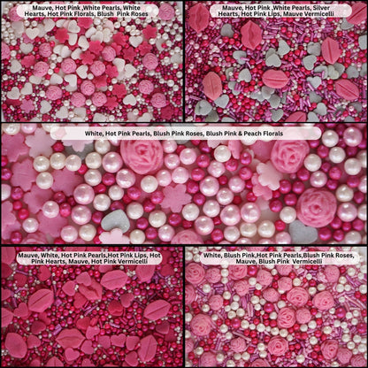 Confect Shimmering Charm Sprinkles I Silver Hearts & White Pearls, (MDAY-02) - 100Gms
