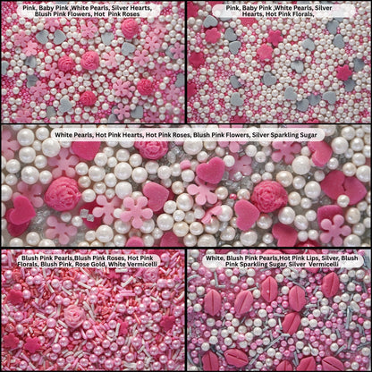 Confect Mother's Day Sprinkles | Silver Hearts & White Pearls , (MDAY-01) - 100Gms