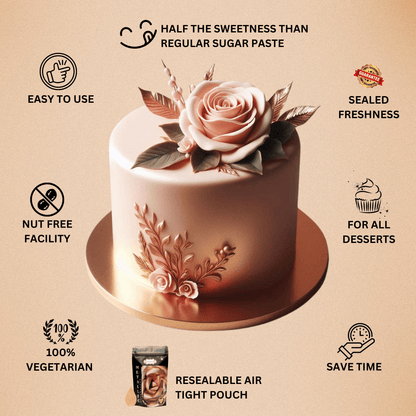 Rose Gold | Edible Metallic Sugar Paste 900 Gm