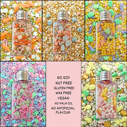 Confect Easter Sprinkles Edible |  White, Pink and Gold Pearls, vermicelli , Easter Bunny & Stars Pack of 5 (EAST 12) - 100Gms