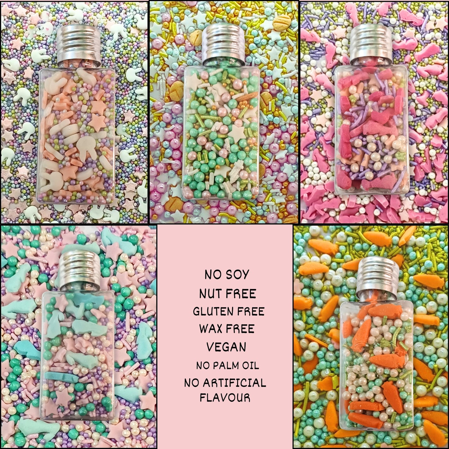 Confect Spring Sprinkles Edible | Vermecelli, Pearls & Stars Sprinkles Pack of 5 (EAST 4) - 100Gms