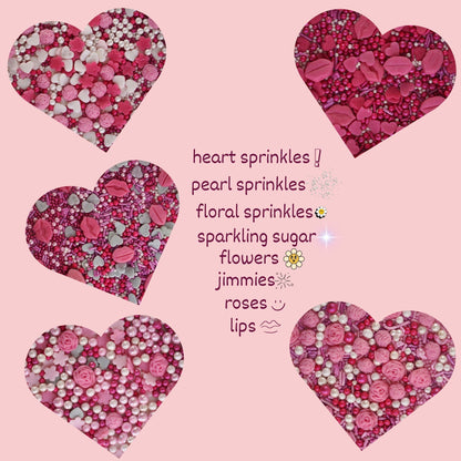 Confect Shimmering Charm Sprinkles I Silver Hearts & White Pearls, (MDAY-02) - 100Gms