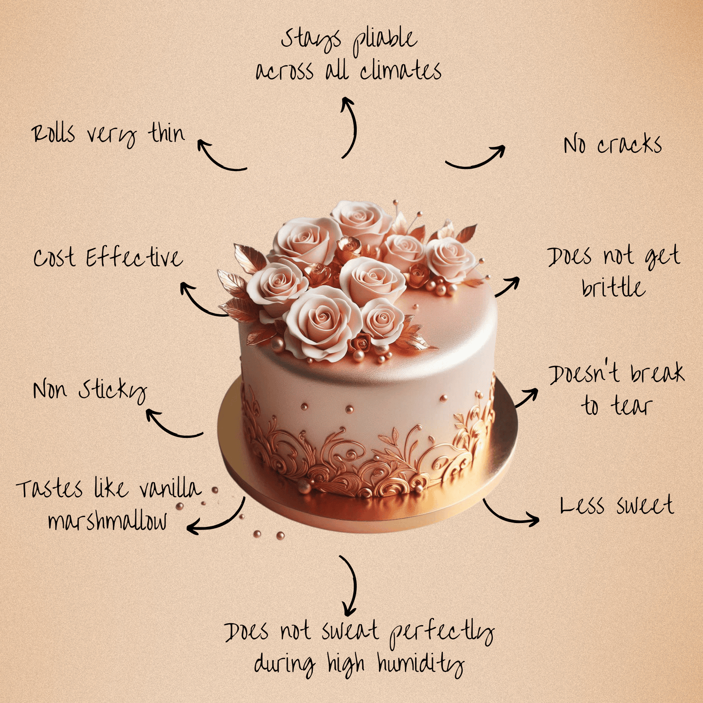 Rose Gold | Edible Metallic Sugar Paste 900 Gm
