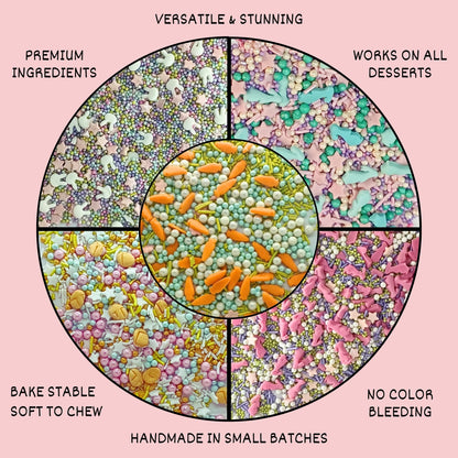 Confect Spring Sprinkles Edible | Vermecelli, Pearls & Stars Sprinkles Pack of 5 (EAST 4) - 100Gms