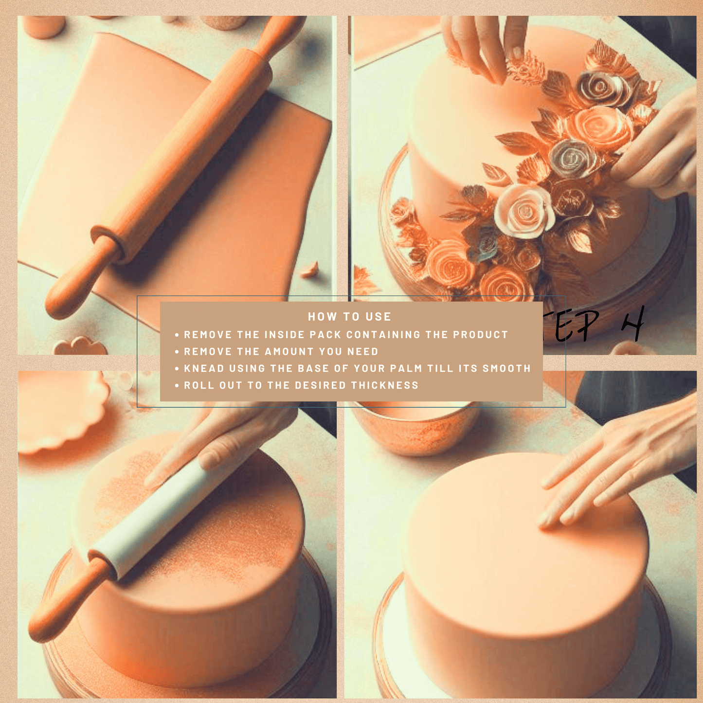 Rose Gold | Edible Metallic Sugar Paste 900 Gm