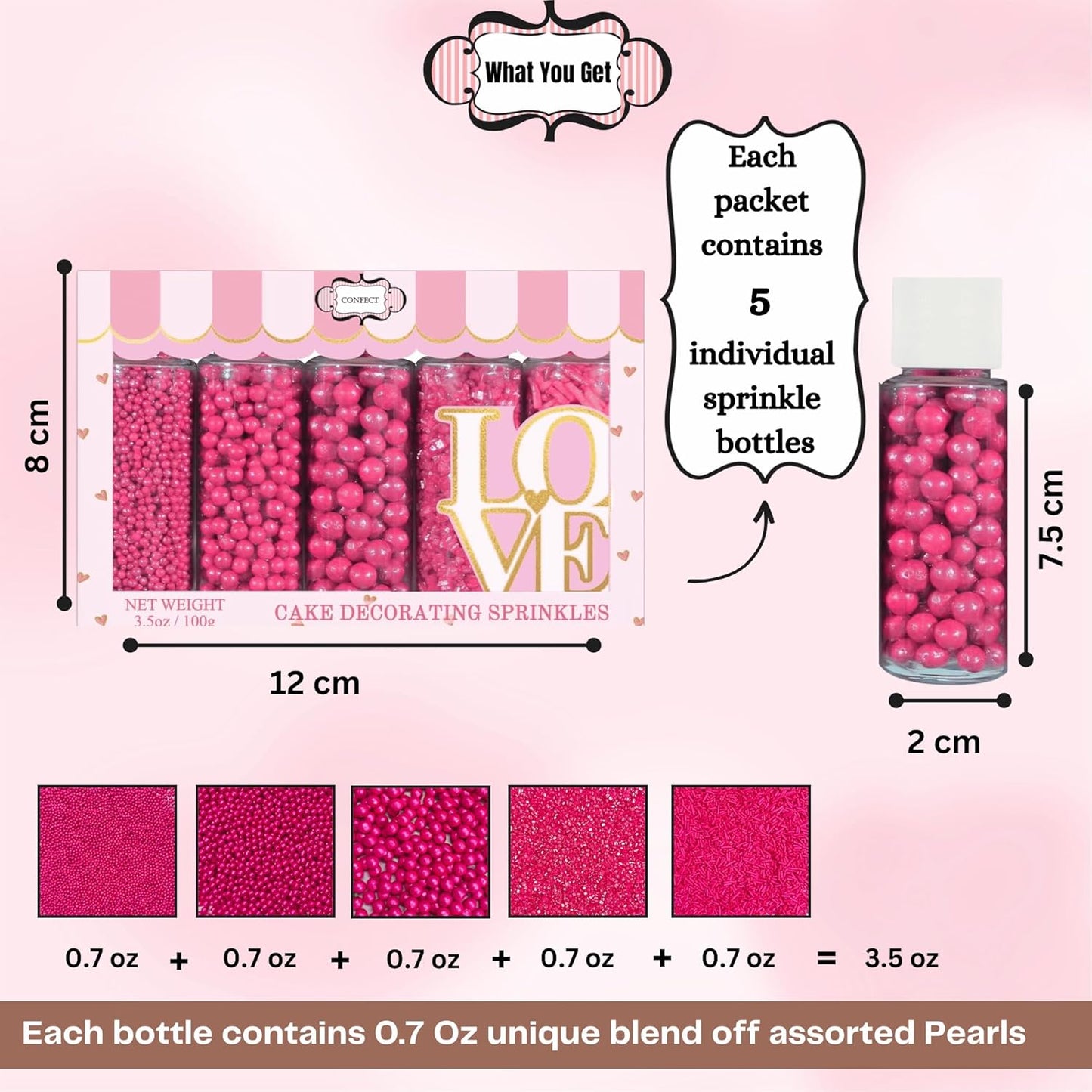 Sprinkles for Cakes & Cupcakes Decoration | USP-6(Crimson Pink)