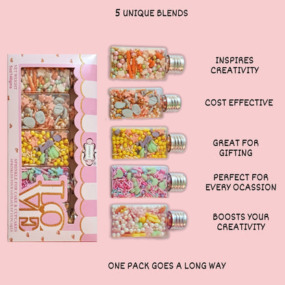 Confect Easter Sprinkles Edible |  White, Pink and Gold Pearls, vermicelli , Easter Bunny & Stars Pack of 5 (EAST 12) - 100Gms