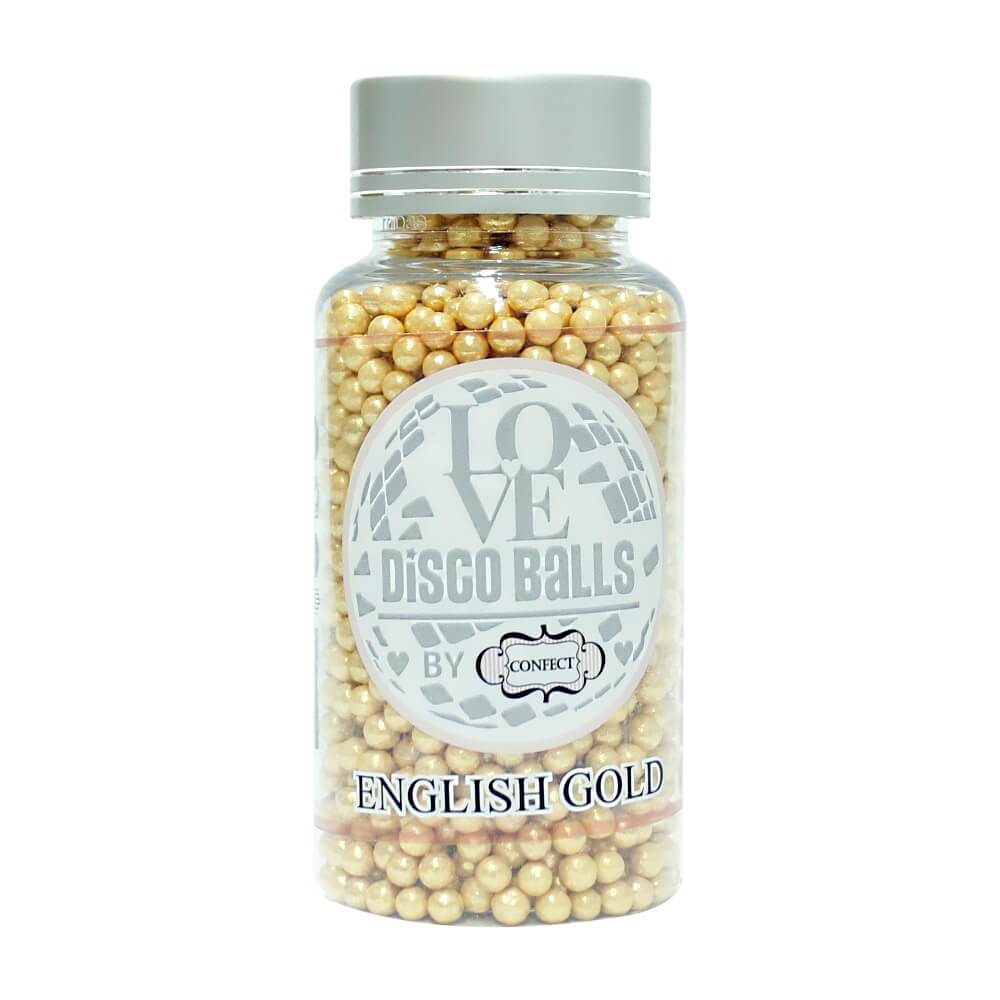 English Gold Disco Balls Sprinkles 4 MM 120 Gms