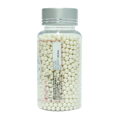 White Disco Balls Sprinkles 3 MM 120 Gms